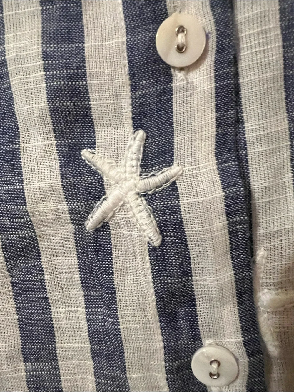 NWOT Dotti Striped Starfish Embroidered Swim Coverup Shirtdress Size Medium
